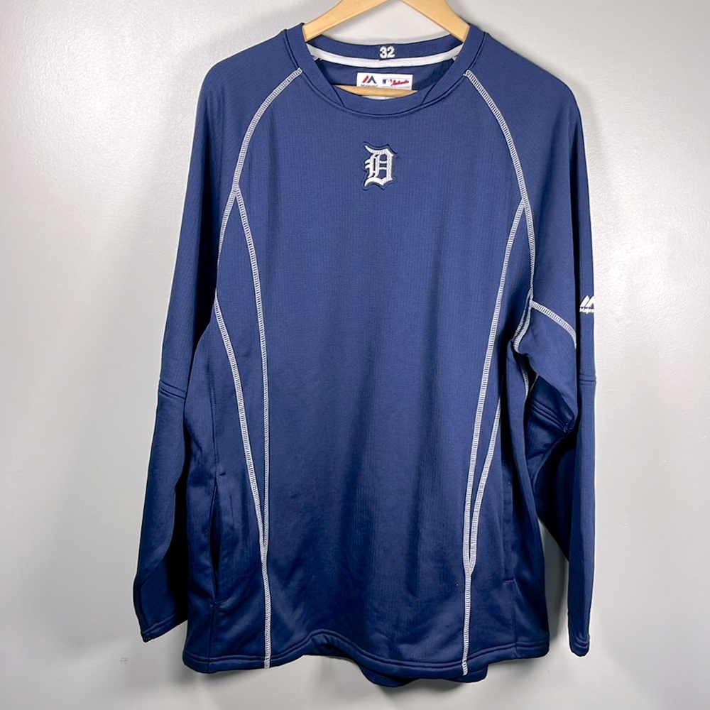 Men's Majestic Detroit Tigers Performance On Field Practice Fleece Pullover L